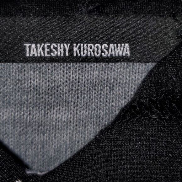 Takeshy Kurosawa Long Sleeve Hooded Knit Sweater Merino Blend Black Gray Small - Picture 9 of 11